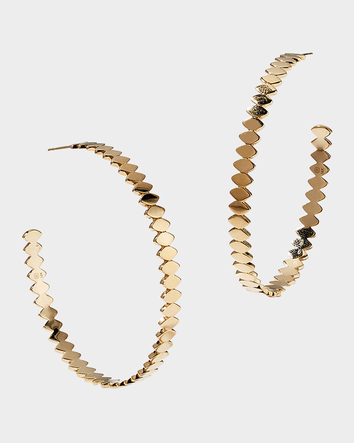 14k Yellow Gold Marquise Large Hoop Earrings