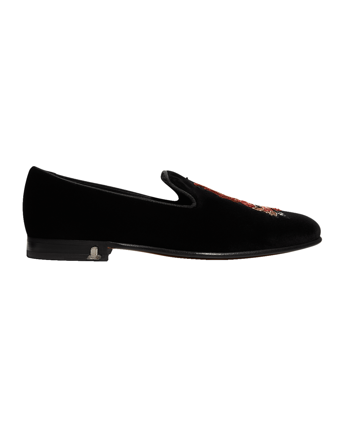 Christian Louboutin Men's Marquees Velvet Spike Red Sole Loafers 