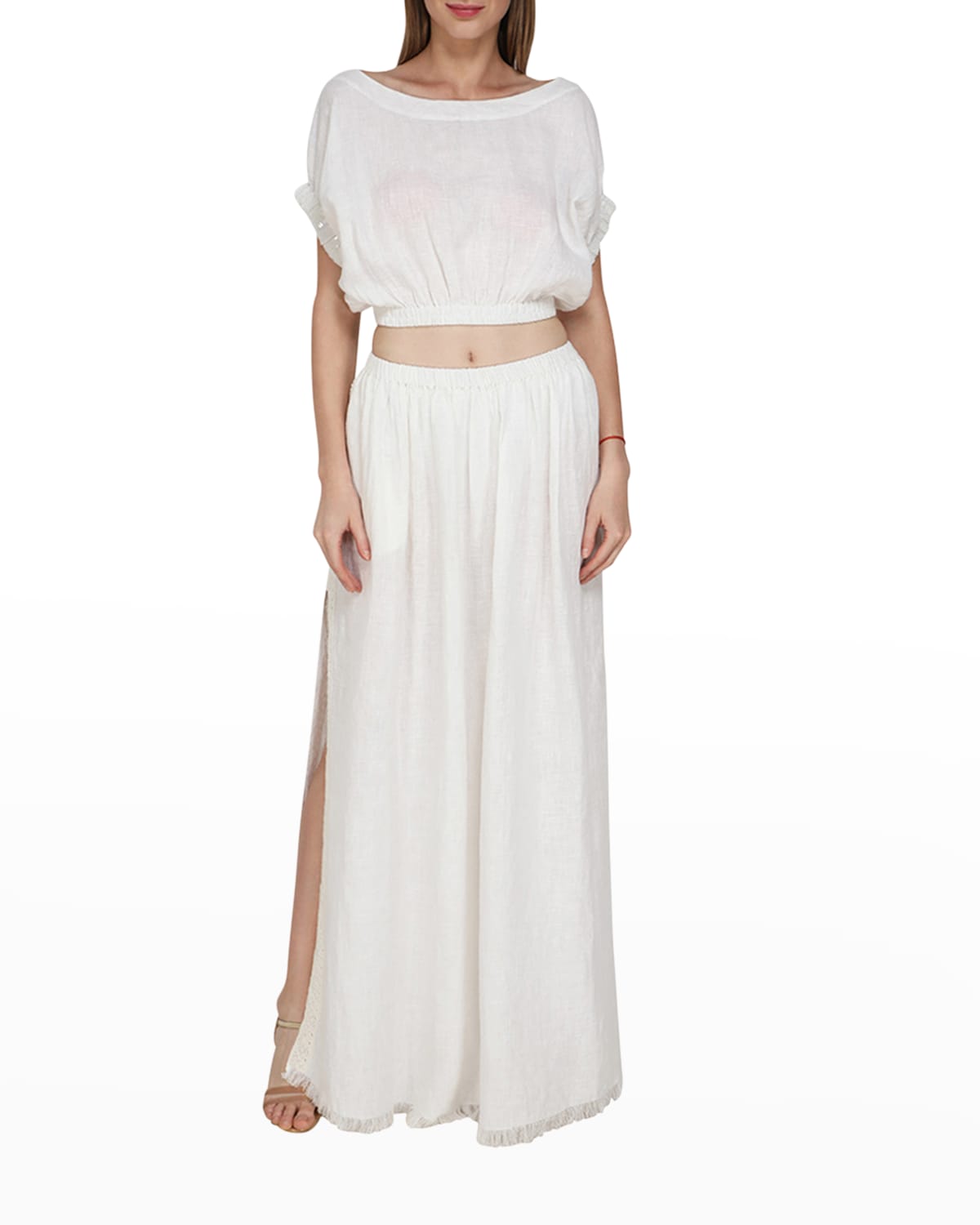 Lania Linen Skirt Eggshell