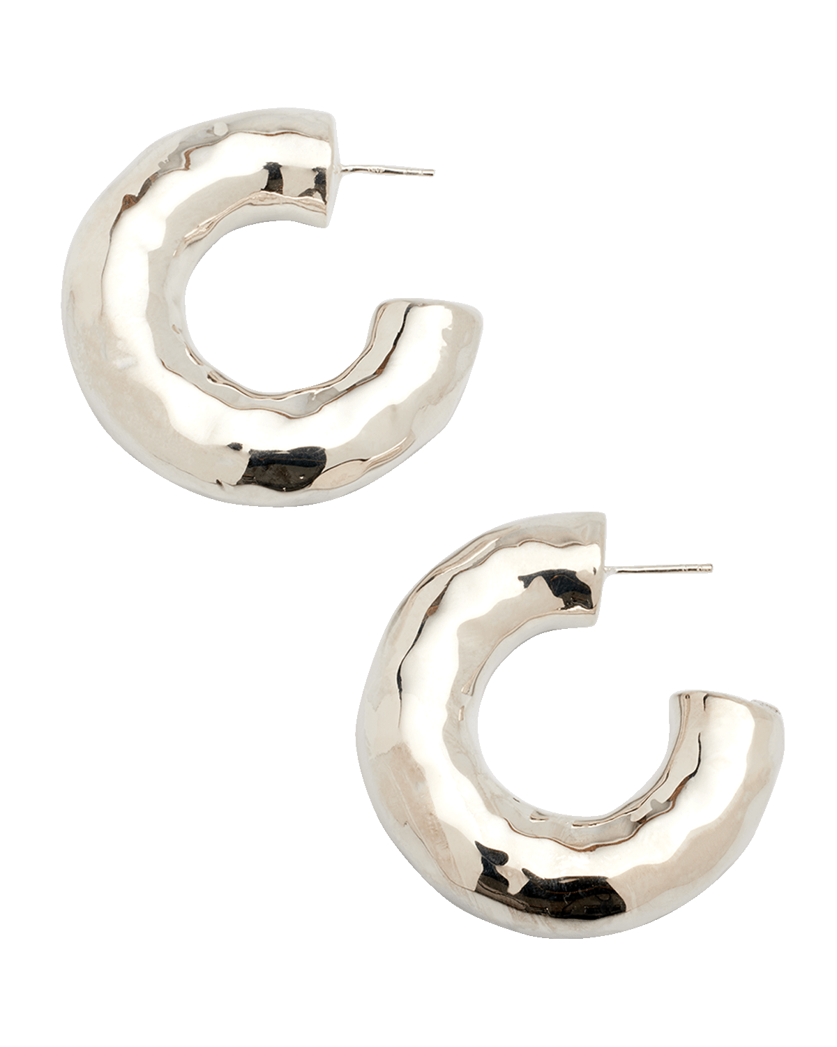 Ippolita Hammered Medium Hoop Earrings in Sterling Silver