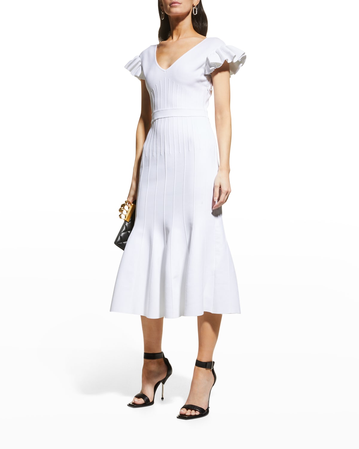 White V Neckline Dress | Neiman Marcus