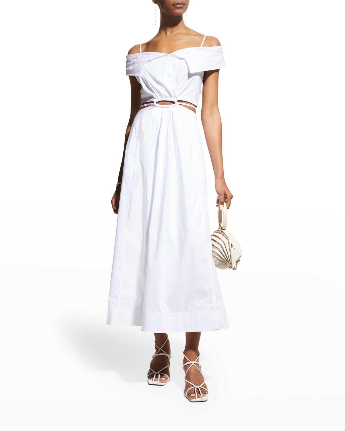 White Poplin Sleeveless Dress | Neiman Marcus