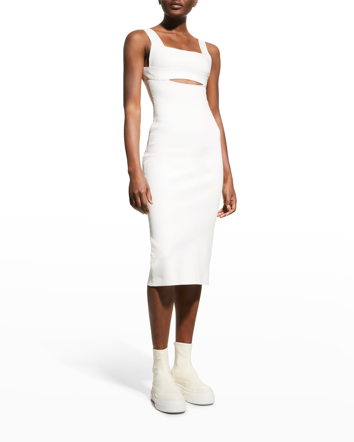 White Fitted Dress Neiman Marcus