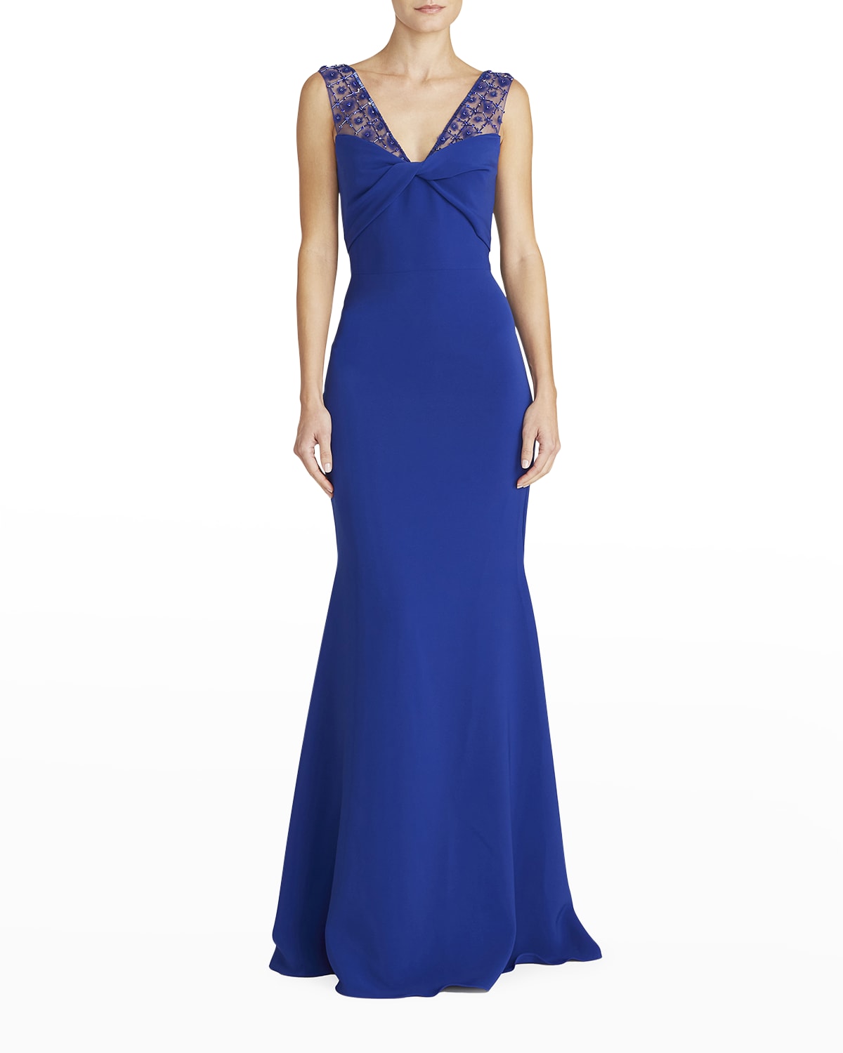 Blue Crepe Gown | Neiman Marcus
