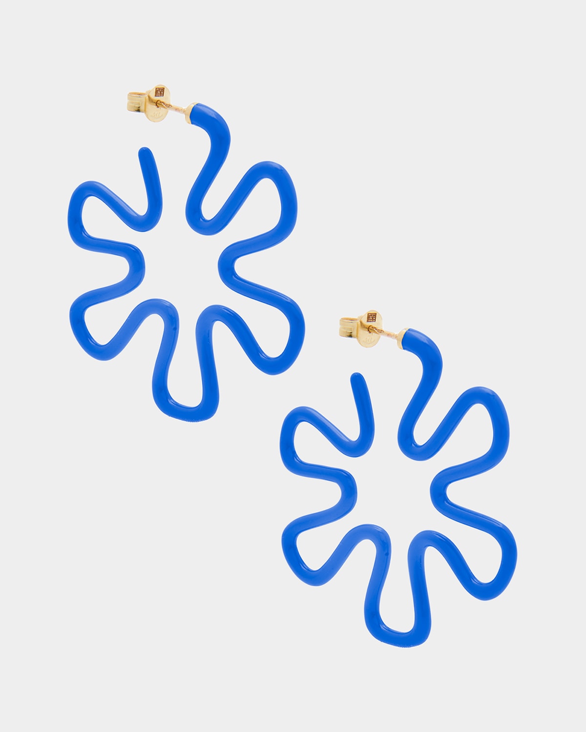 Bea Bongiasca Blue Enamel Flower Hoop Earrings