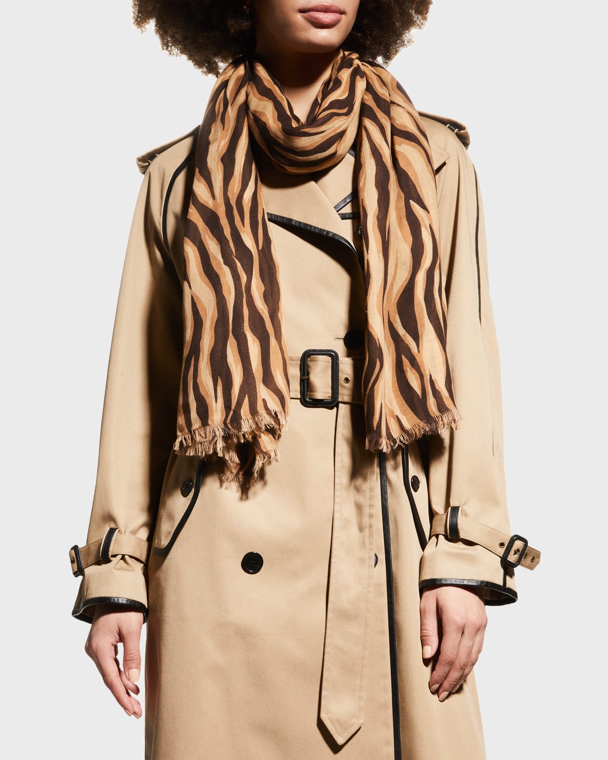 Saint Laurent Tiger Cashmere-Modal Scarf