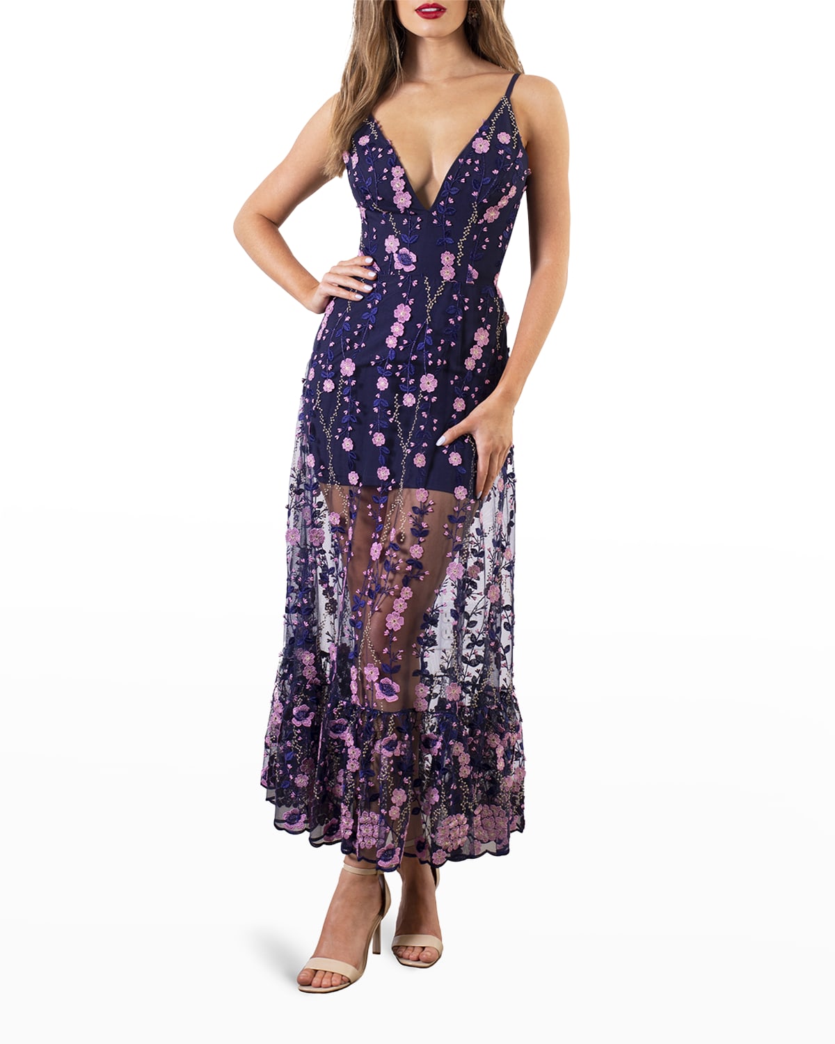 Pink Floral Sleeveless Gown | Neiman Marcus