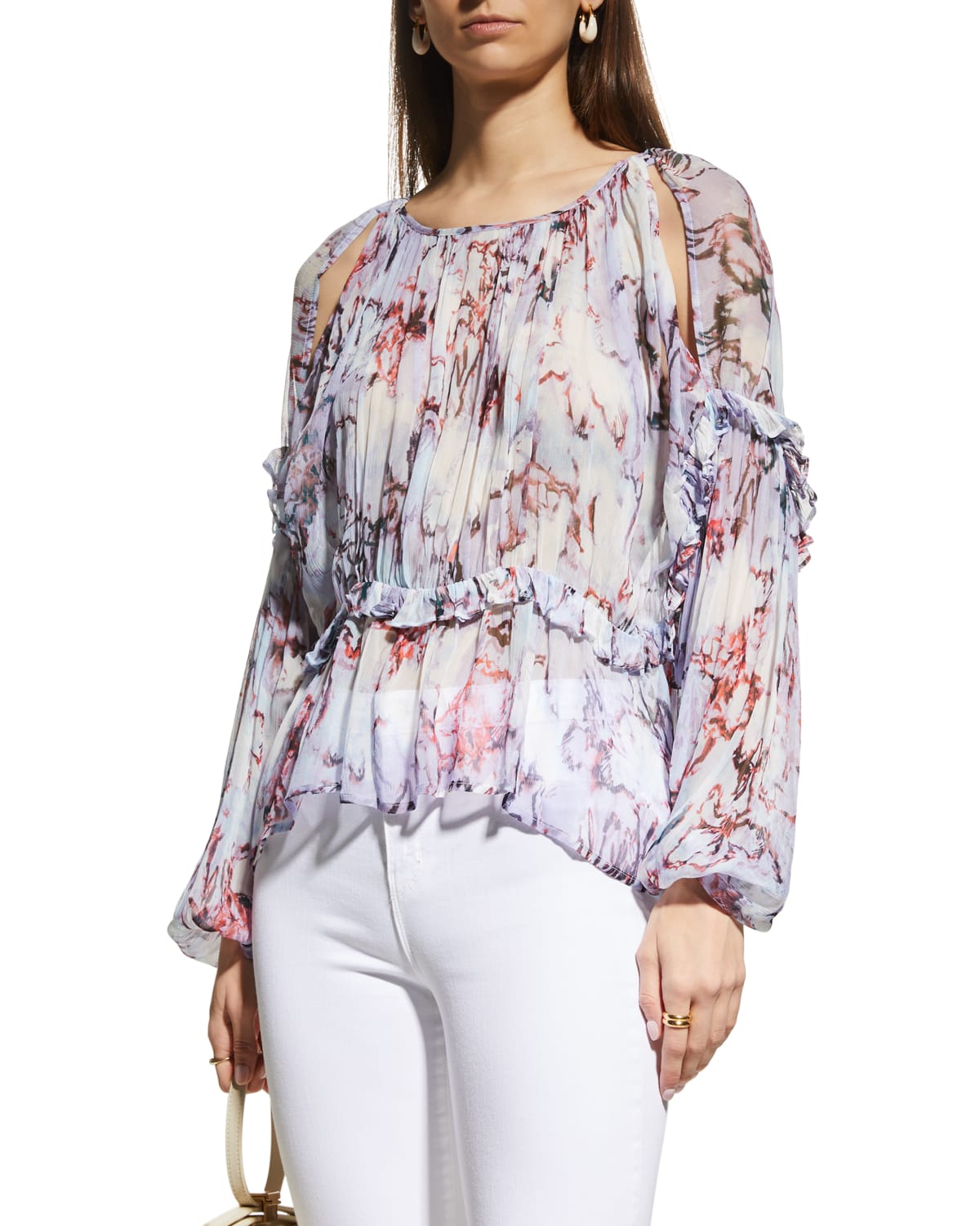 Pleated Long Sleeves Blouse | Neiman Marcus