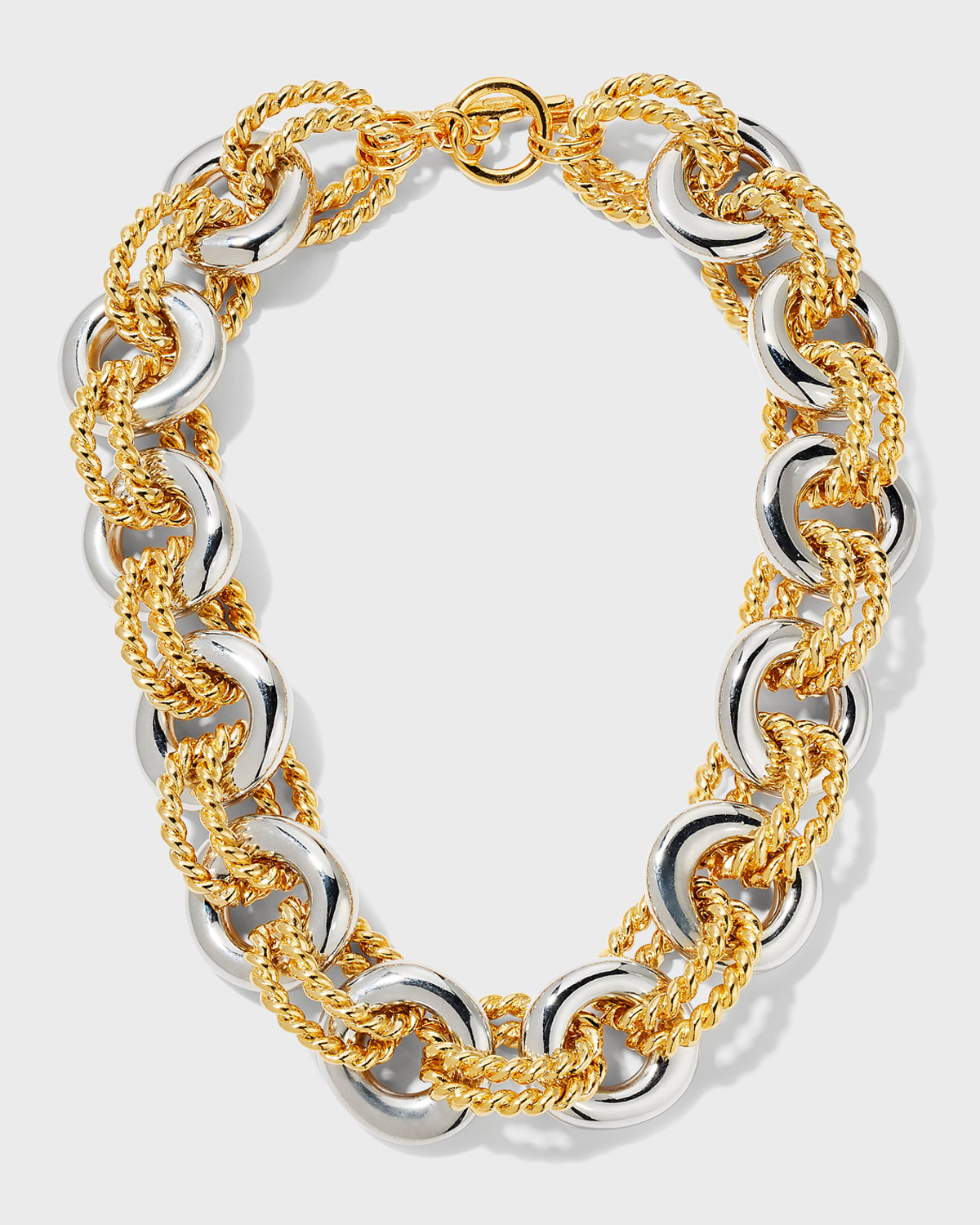 Kenneth Jay Lane Gold and Silver Link Necklace