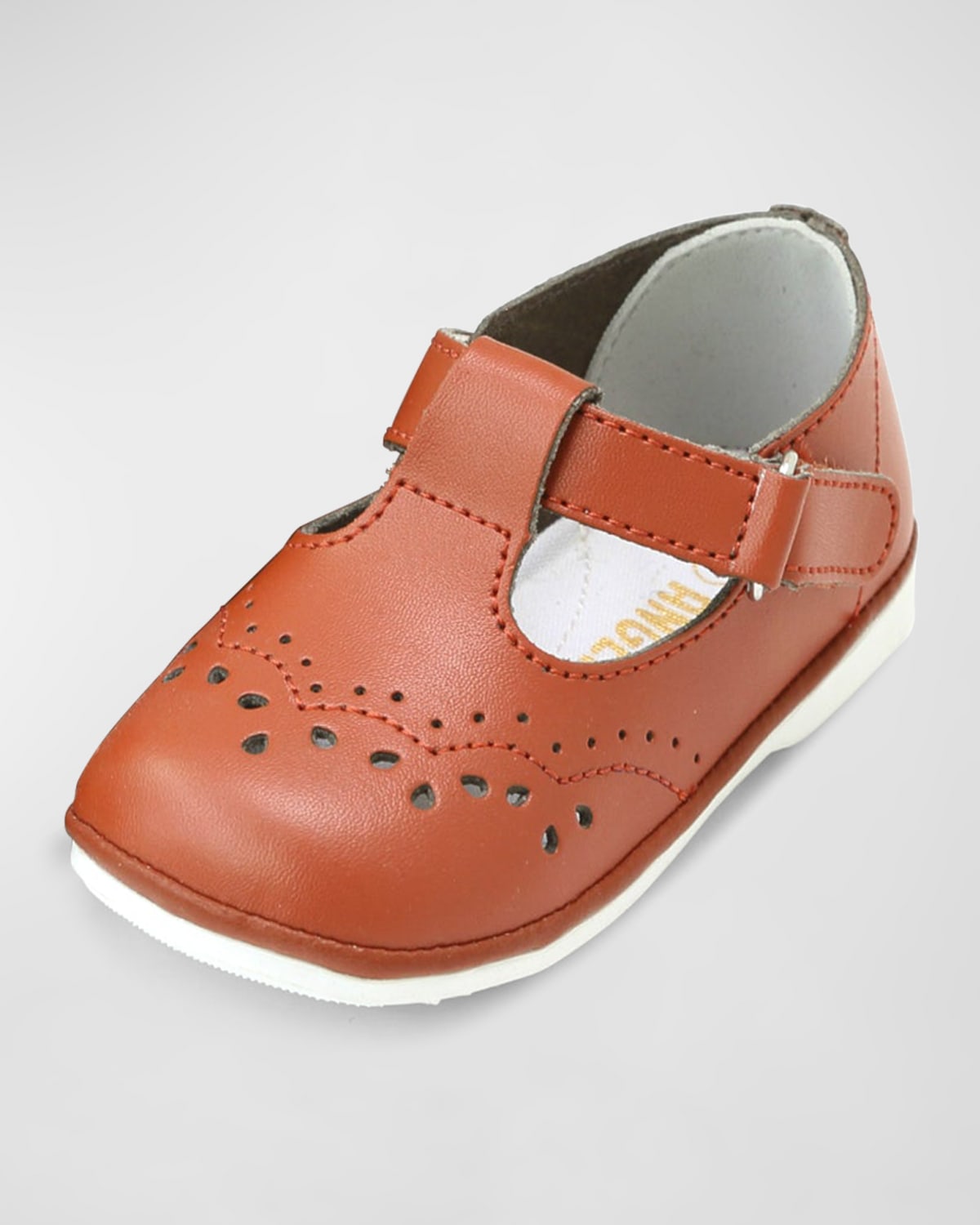 L'Amour Shoes Girl's Birdie Leather Cutout T-Strap Mary Janes, Baby/Toddler/Kids