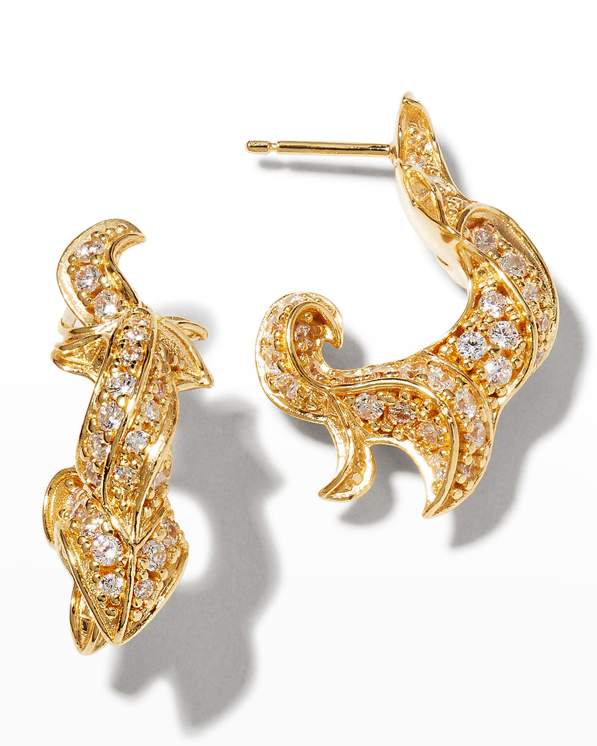 Gold Pave Earrings Neiman Marcus