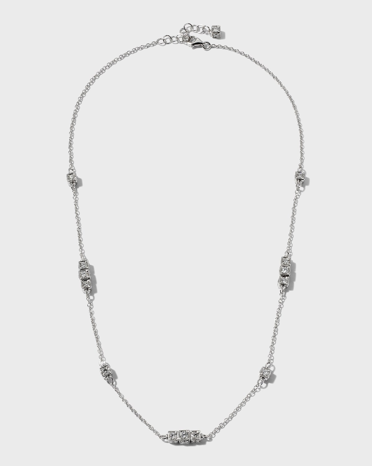 Miseno 18K White Gold Diamond Cube Elements Faro Necklace