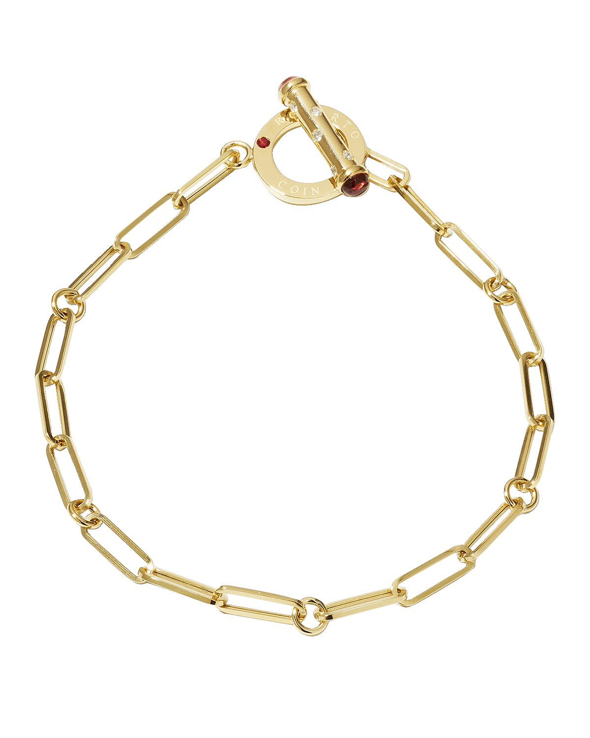 Roberto Coin Yellow Gold Paperclip Chain Bracelet with Diamond Toggle