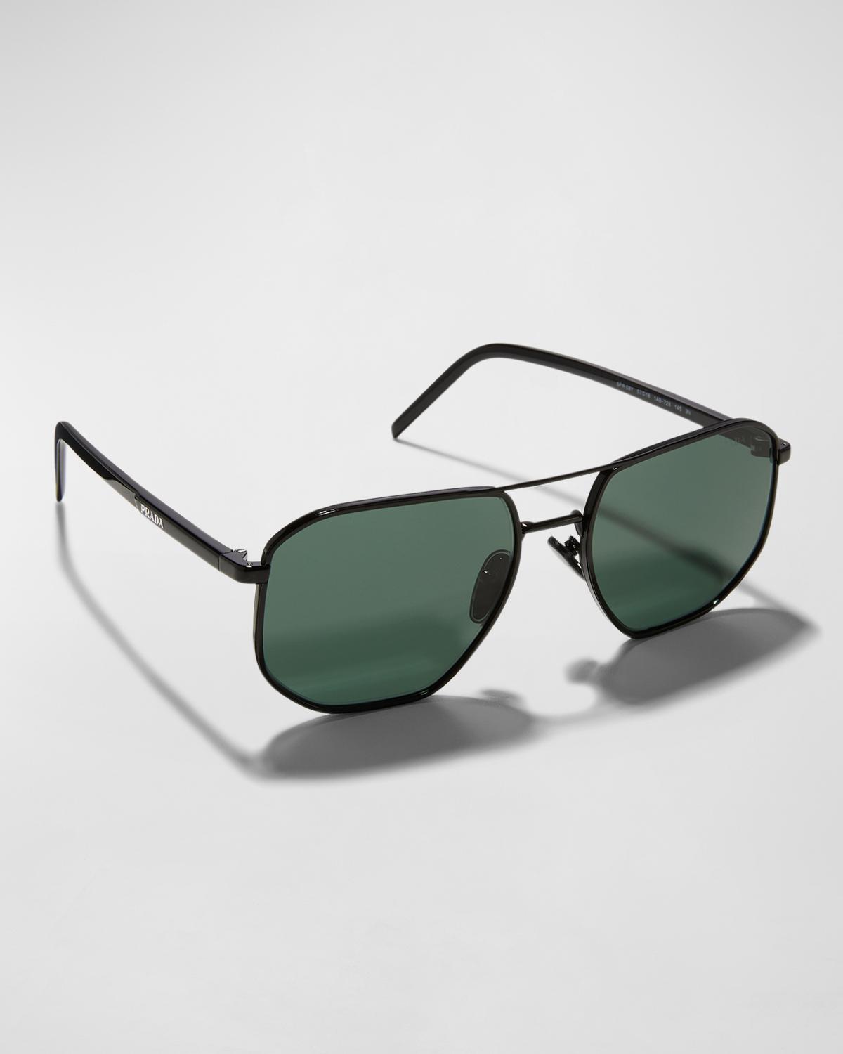 Oversized Double Bridge Sunglasses – Black / Blue main image 0