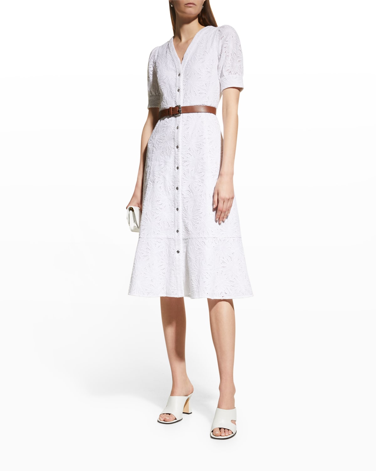 White V Neckline Dress | Neiman Marcus