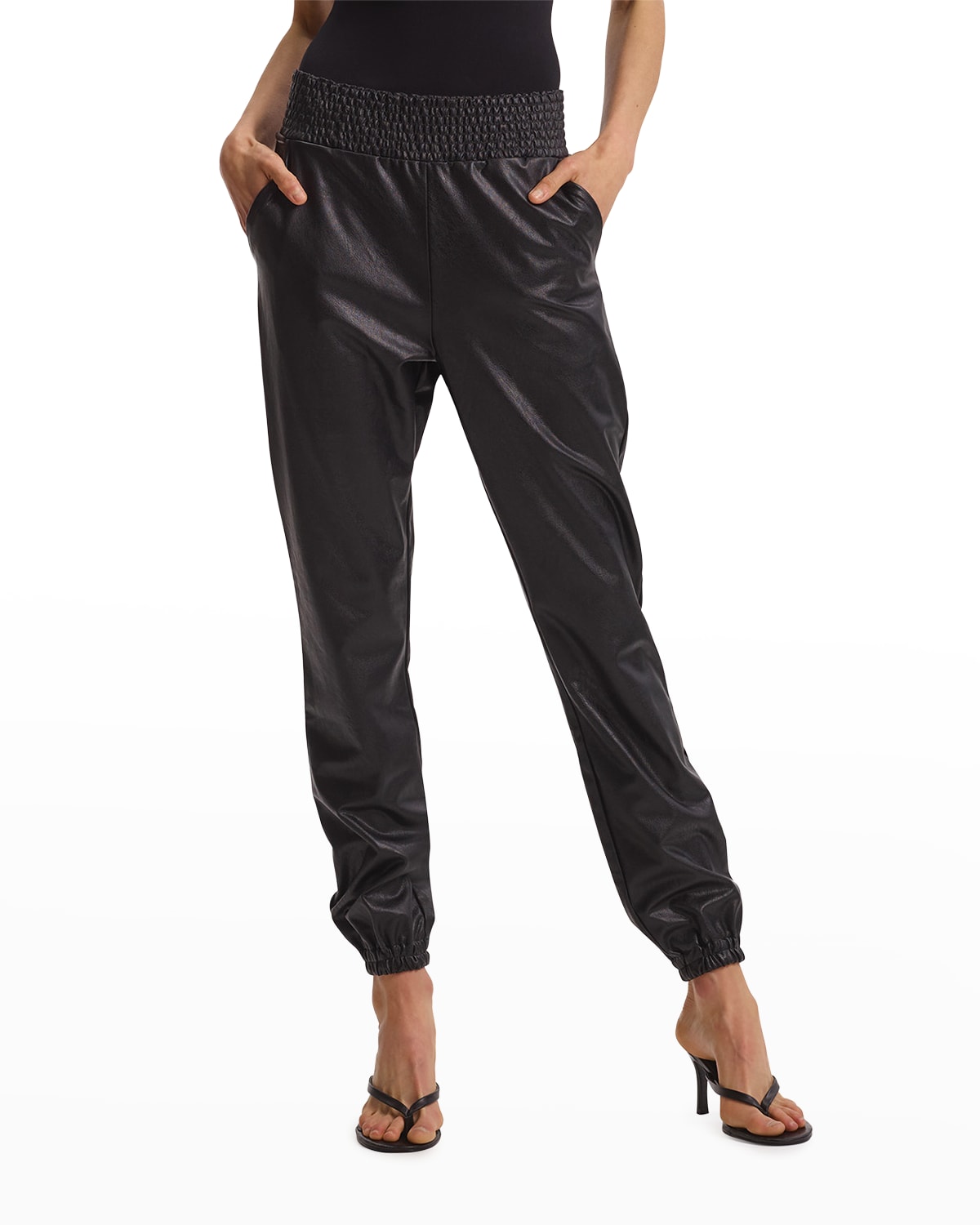 leather jogger pants womens