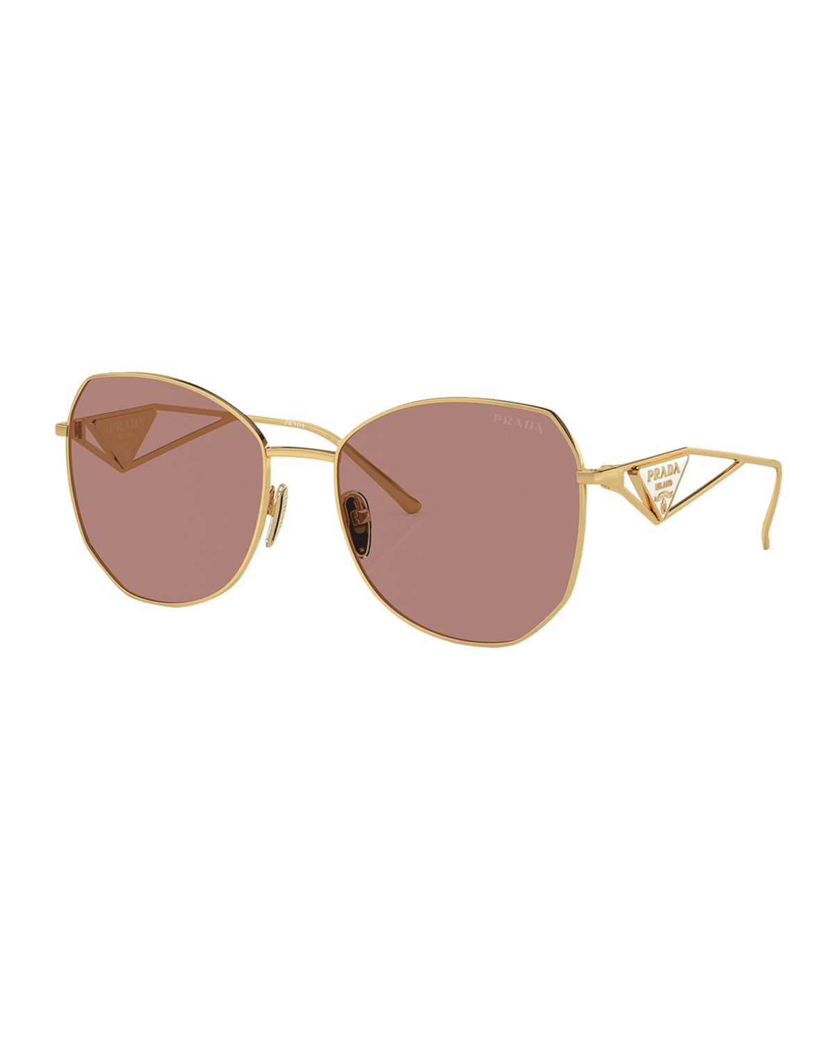 Prada Triangle Logo Metal Round Sunglasses