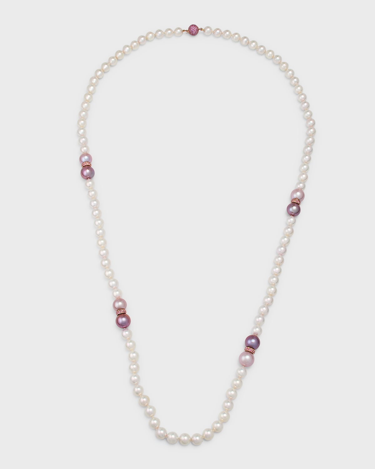 Belpearl 18K Rose Gold Pink Sapphire, Akoya and Kasumiga Pearl Necklace