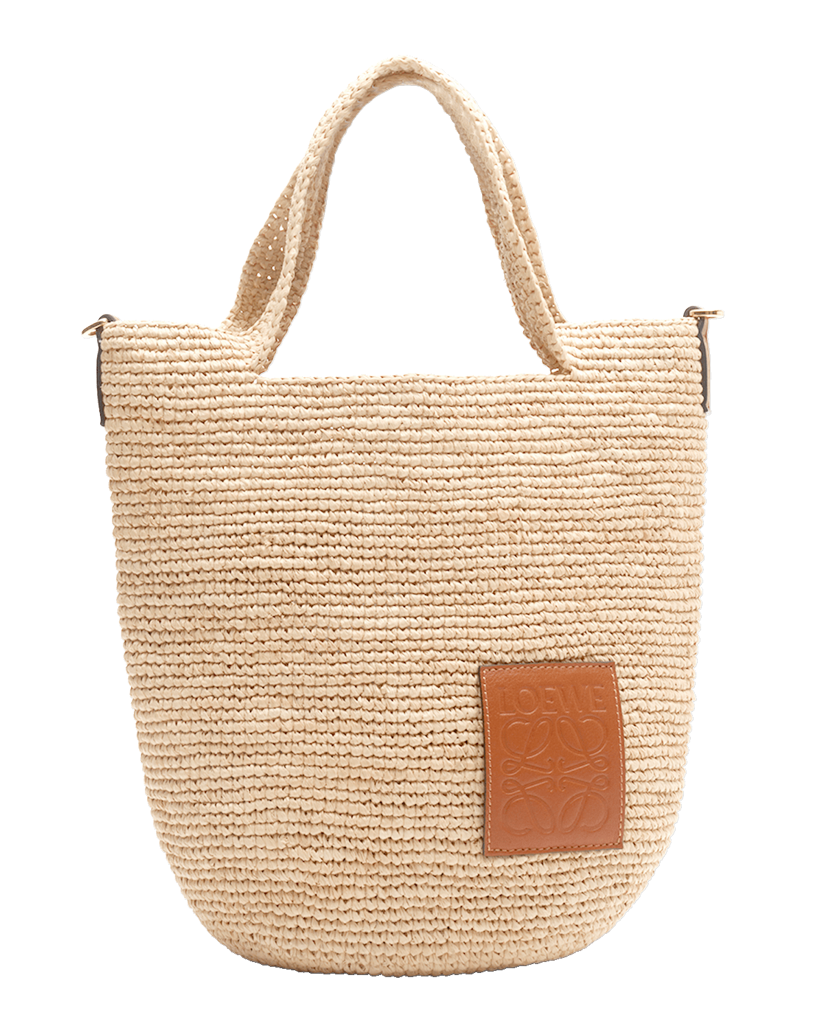 Loewe x Paula’s Ibiza Slit Mini Tote Bag in Raffia with Leather Anagram