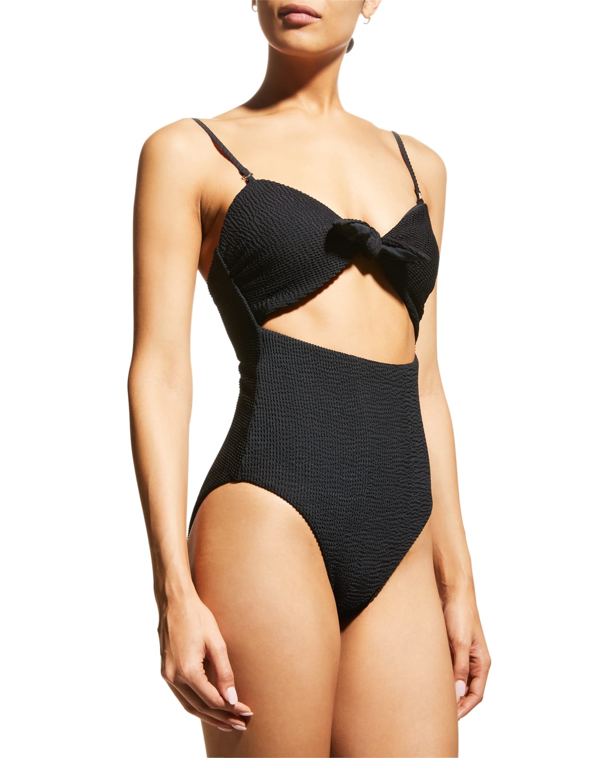 Women's Black & White Cutout One Piece Swimsuit