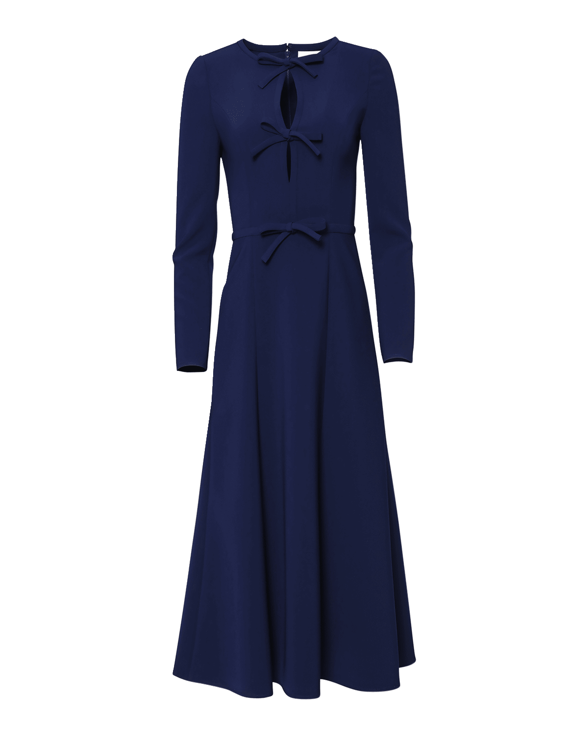 Carolina Herrera Triple Bow Keyhole-Front Midi Dress