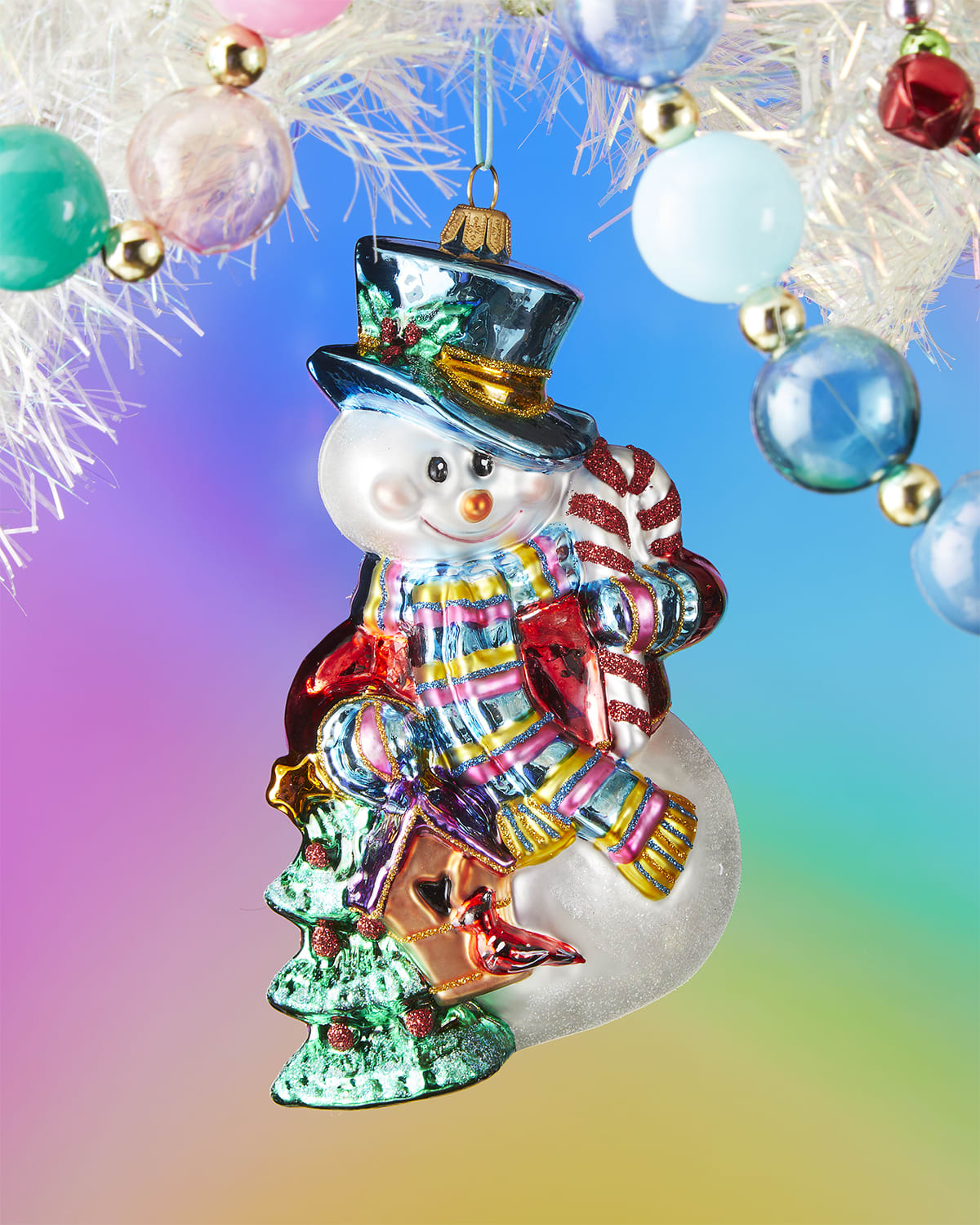 Snowman Resin Body & Glitter Hand Painted Ornament NEW! 