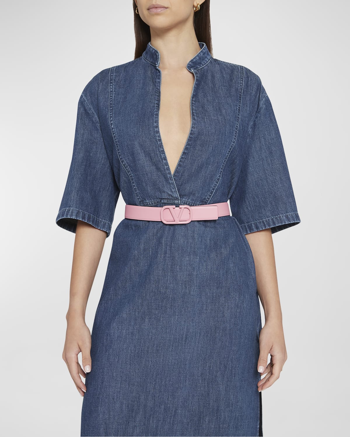 Valentino Garavani VLOGO Leather Buckle Belt