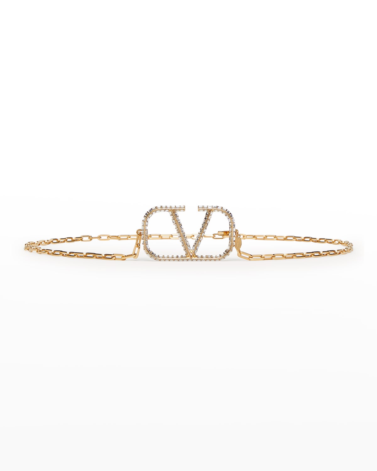 Valentino Garavani VLOGO Crystal Chain Skinny Belt