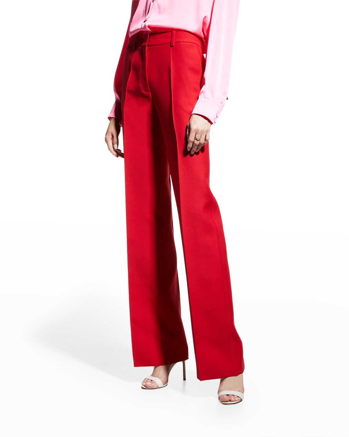 red wide leg pants
