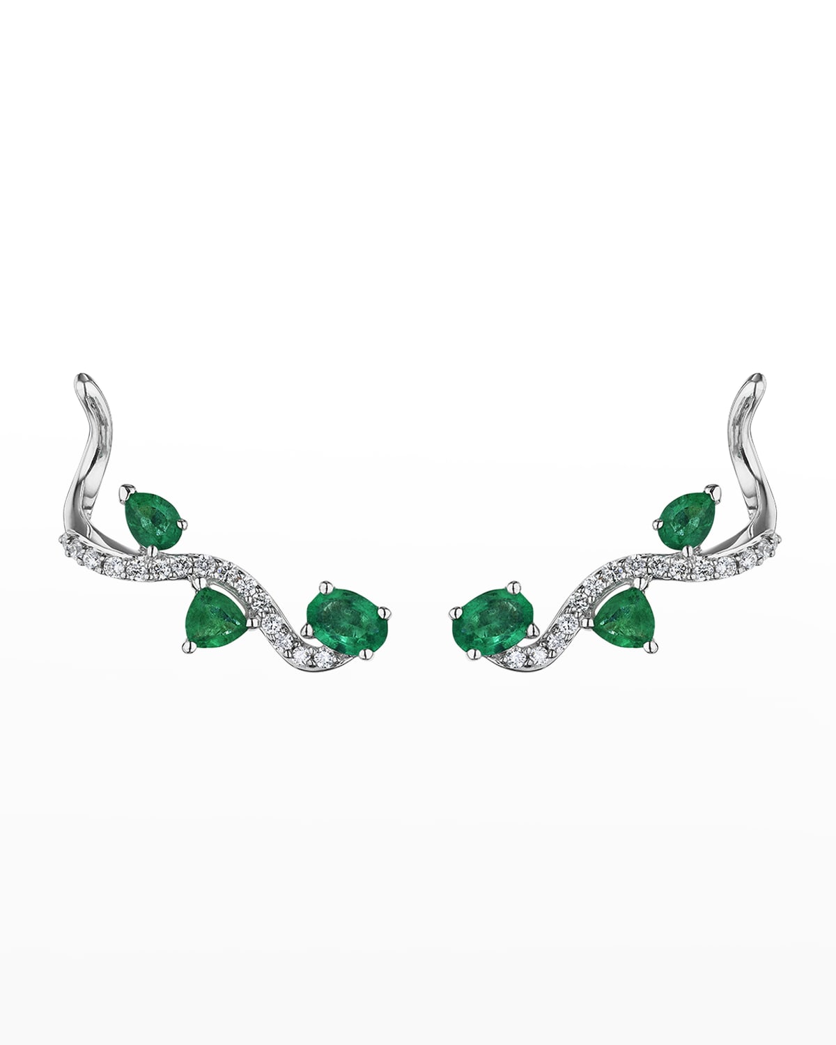 Hueb Mirage White Gold Earrings with Diamonds and Emeralds