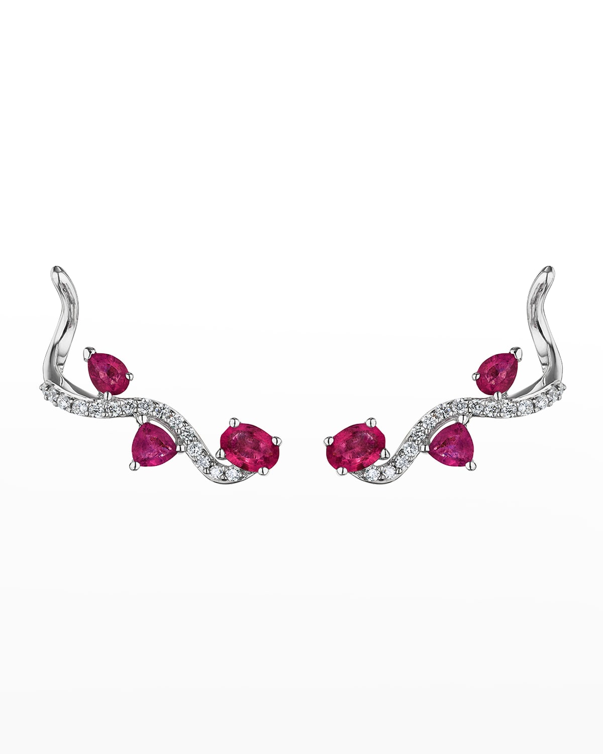 Hueb Mirage White Gold Earrings with Diamonds and Rubies