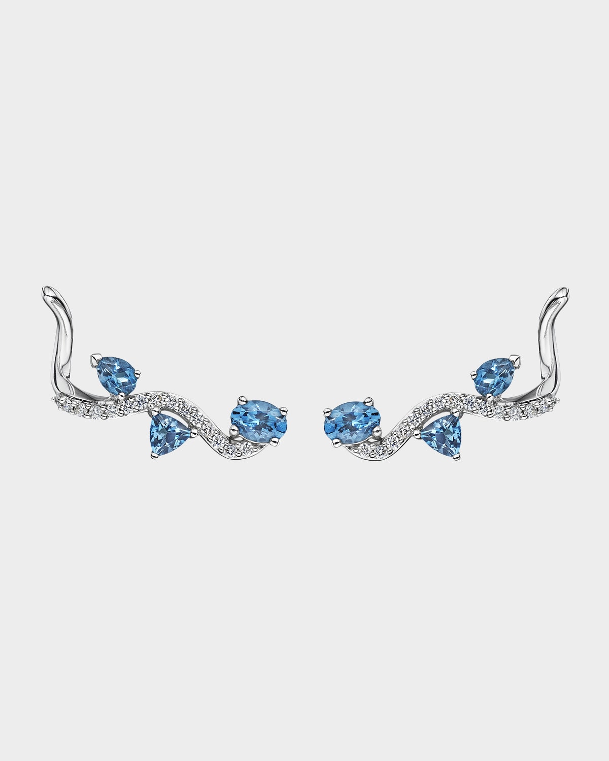 Hueb 18K Mirage White Gold Earrings with VS-GH Diamonds and Blue Topaz