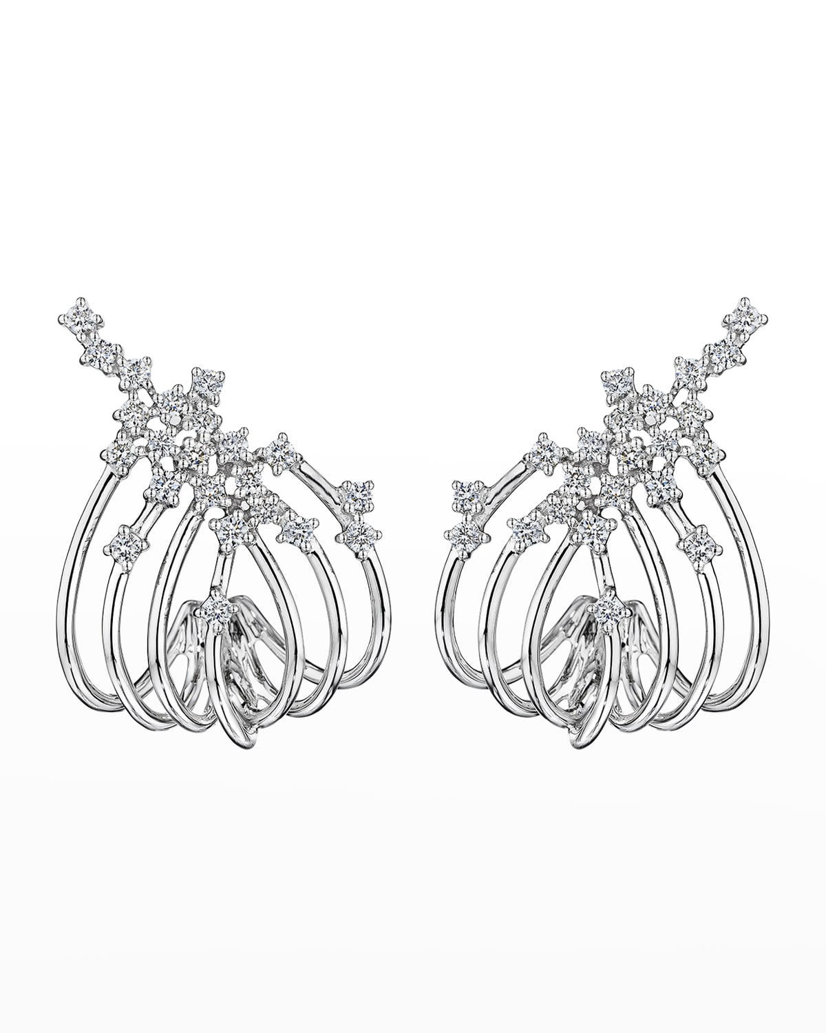 Hueb 18K Luminus White Gold Cuff Earrings with VS-GH Diamonds