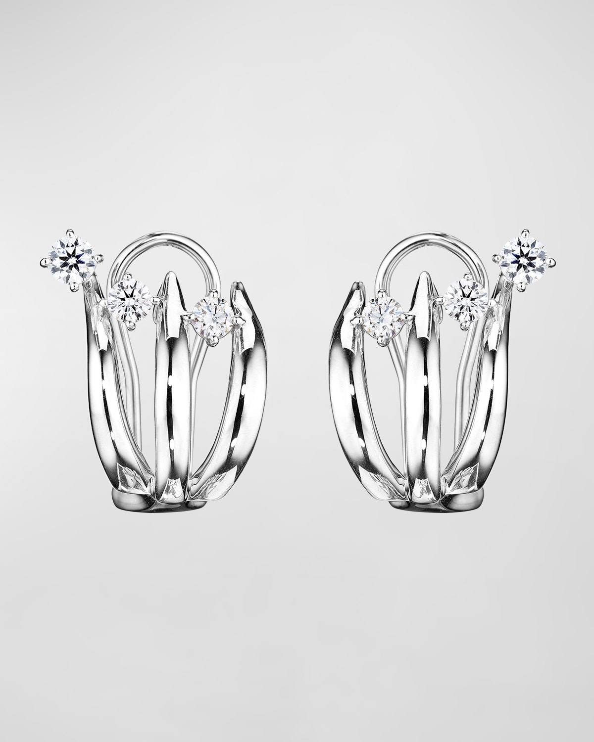 Hueb 18K Tribal White Gold Earrings with VS-GH Diamonds, 0.51tcw