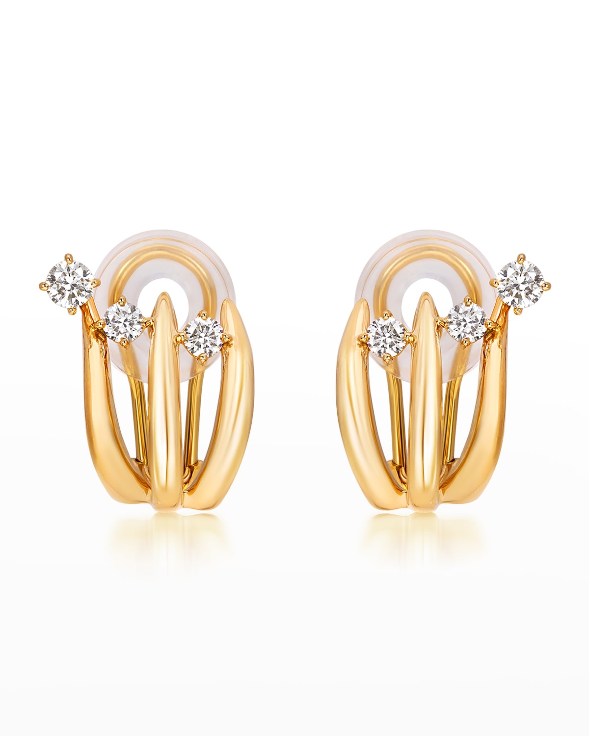 Hueb 18K Tribal Yellow Gold Earrings with VS-GH Diamonds, 0.51tcw