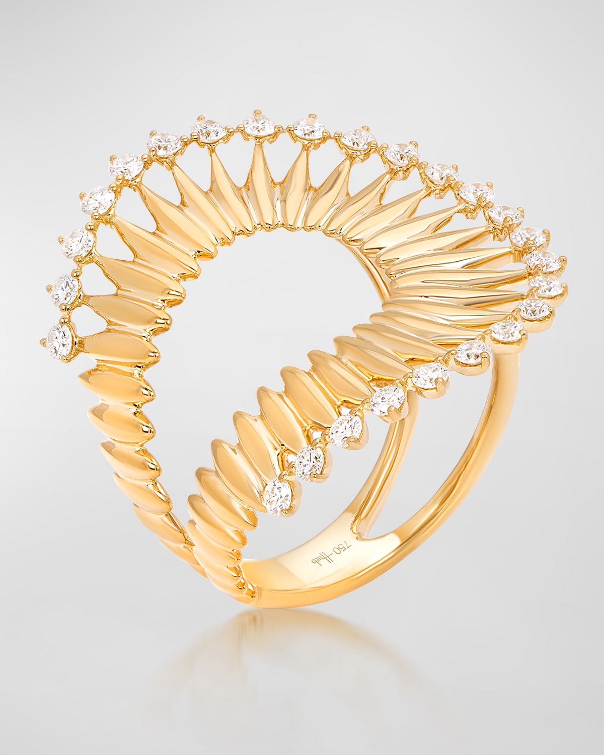 Hueb 18K Tribal Yellow Gold Ring with VS/GH Diamonds