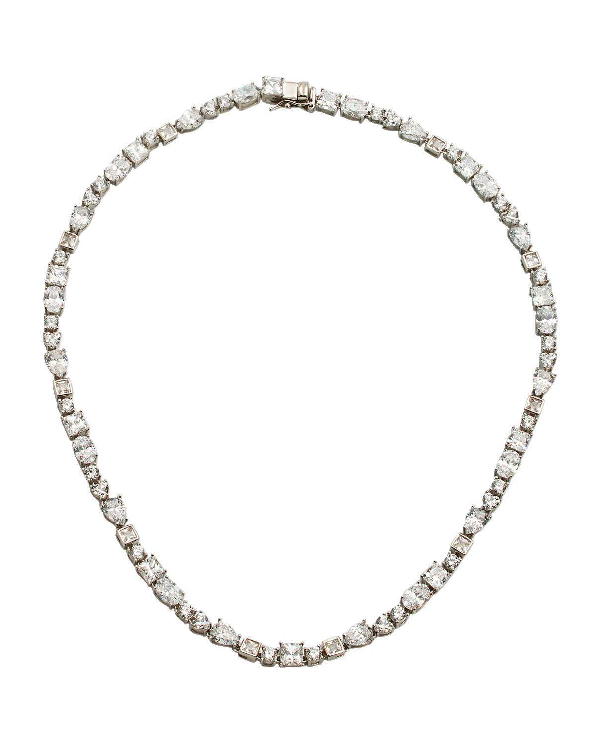 Golconda by Kenneth Jay Lane Multi-Shape Cubic Zirconia Tennis Necklace, 17"L