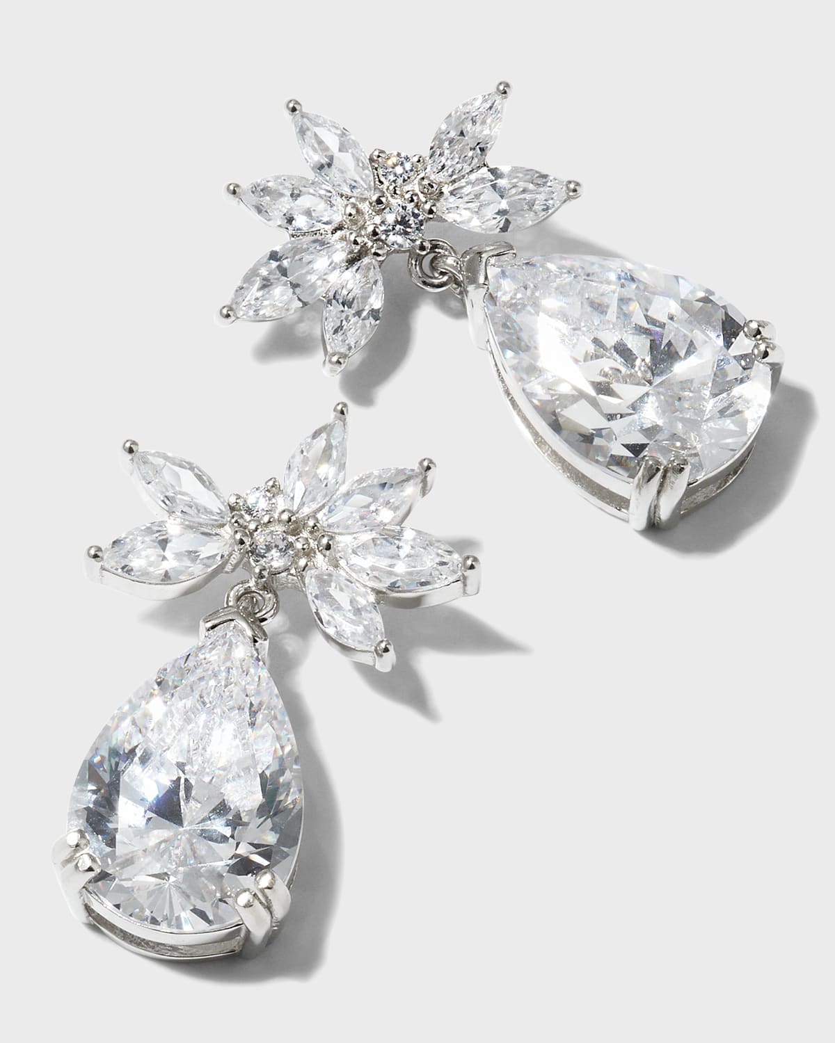 Golconda by Kenneth Jay Lane Cluster Cubic Zirconia Earrings with Drop Pear, 6.0tcw