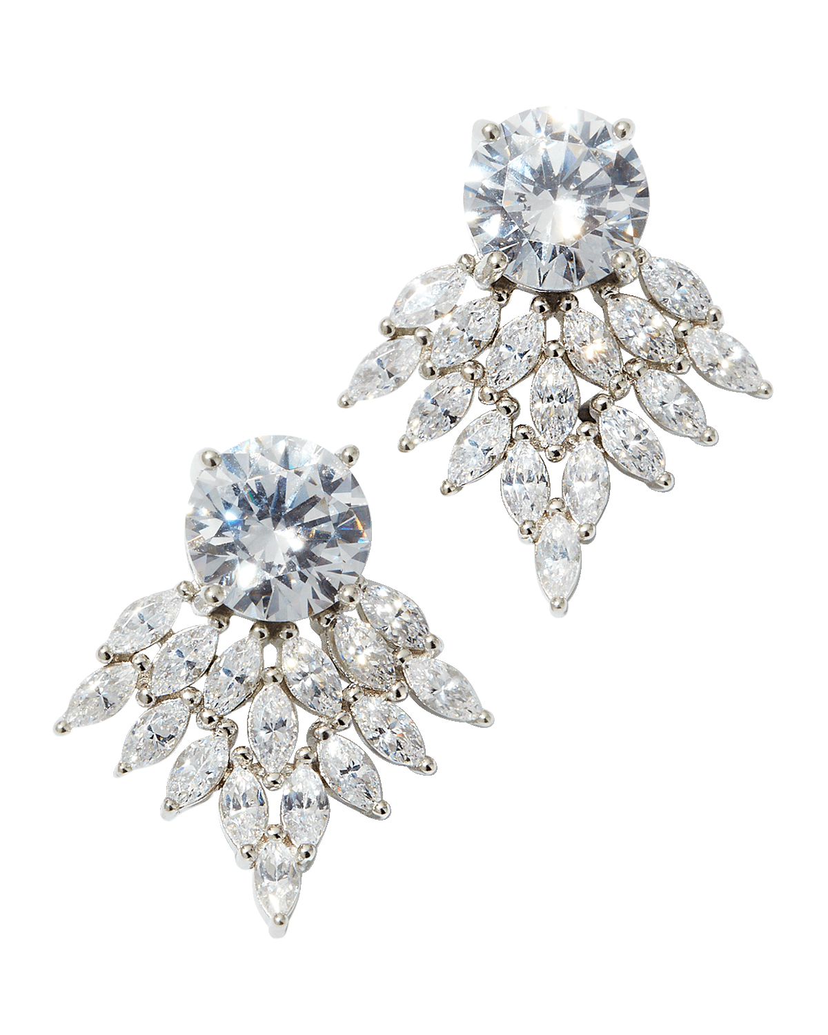 Golconda by Kenneth Jay Lane Marquise Cluster Cubic Zirconia Earrings with Round Posts, 5.0tcw