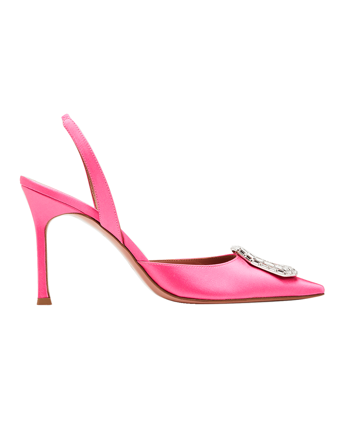 Amina Muaddi Camelia Satin Crystal Halter Pumps