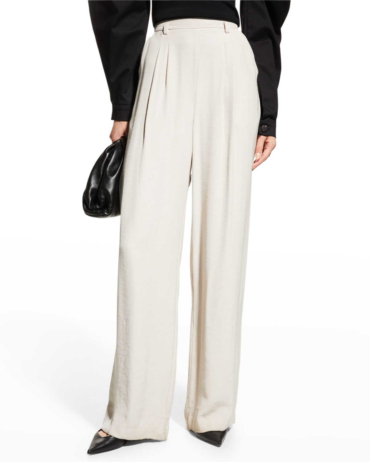 Pleated Wide Leg Pants | Neiman Marcus