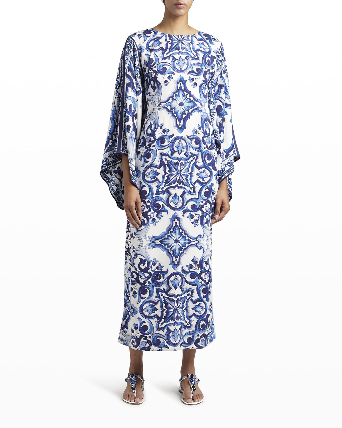 Dolce&Gabbana Scarf-Print Silk Charmeuse Maxi Dress | Neiman Marcus