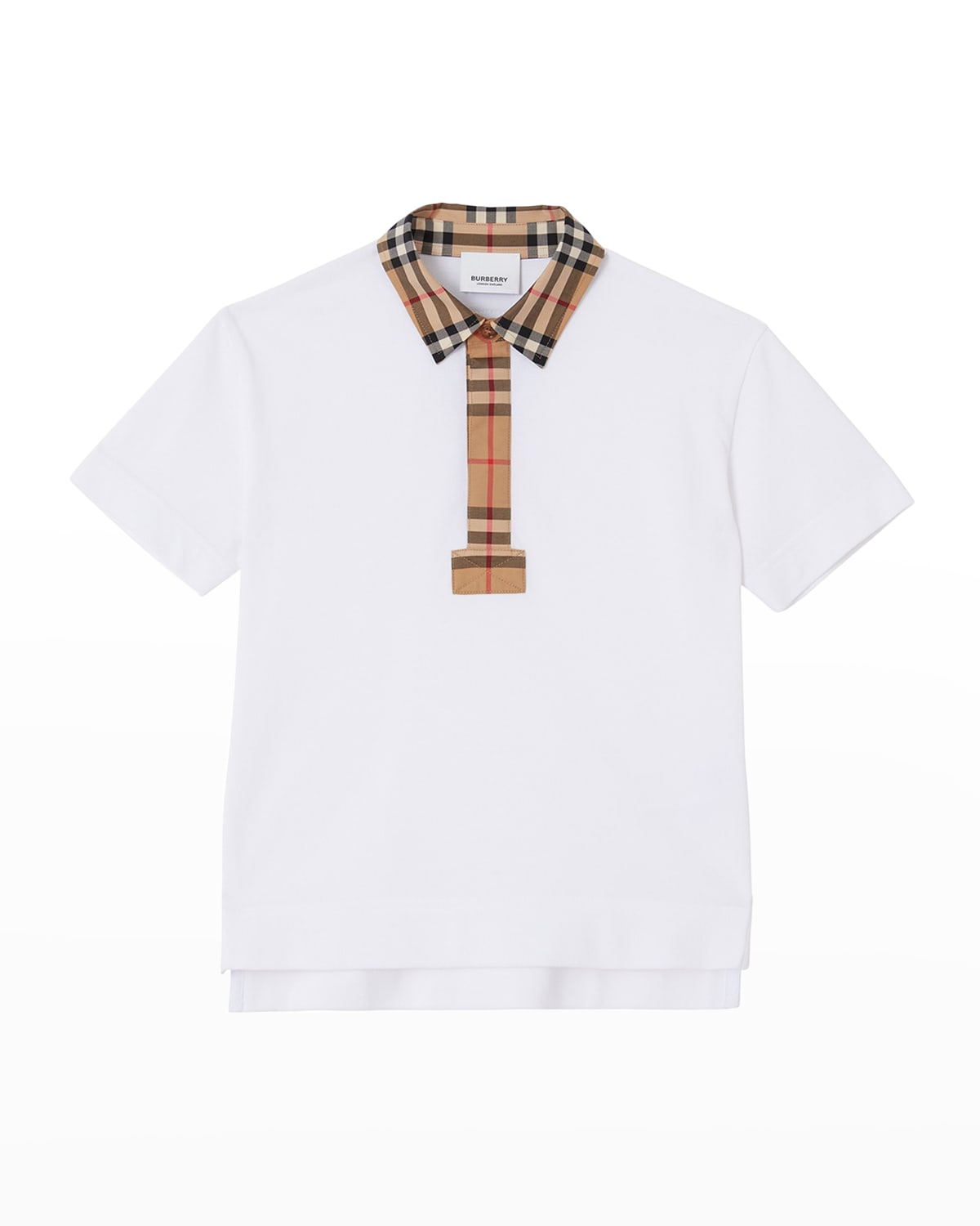 Burberry Boy's Johane Check Short Sleeve Polo Shirt, Size 3-14