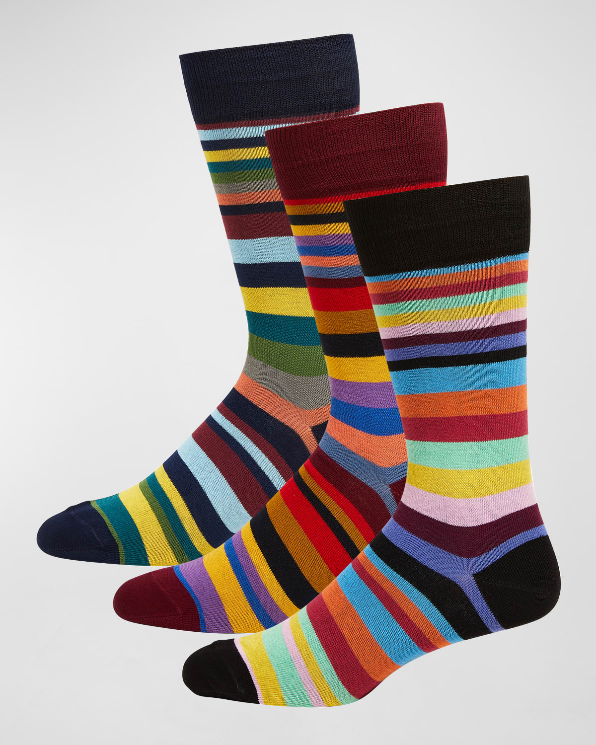 Men Cotton Rich Striped Design Multi Color Ankle Socks One Size 6-11 
