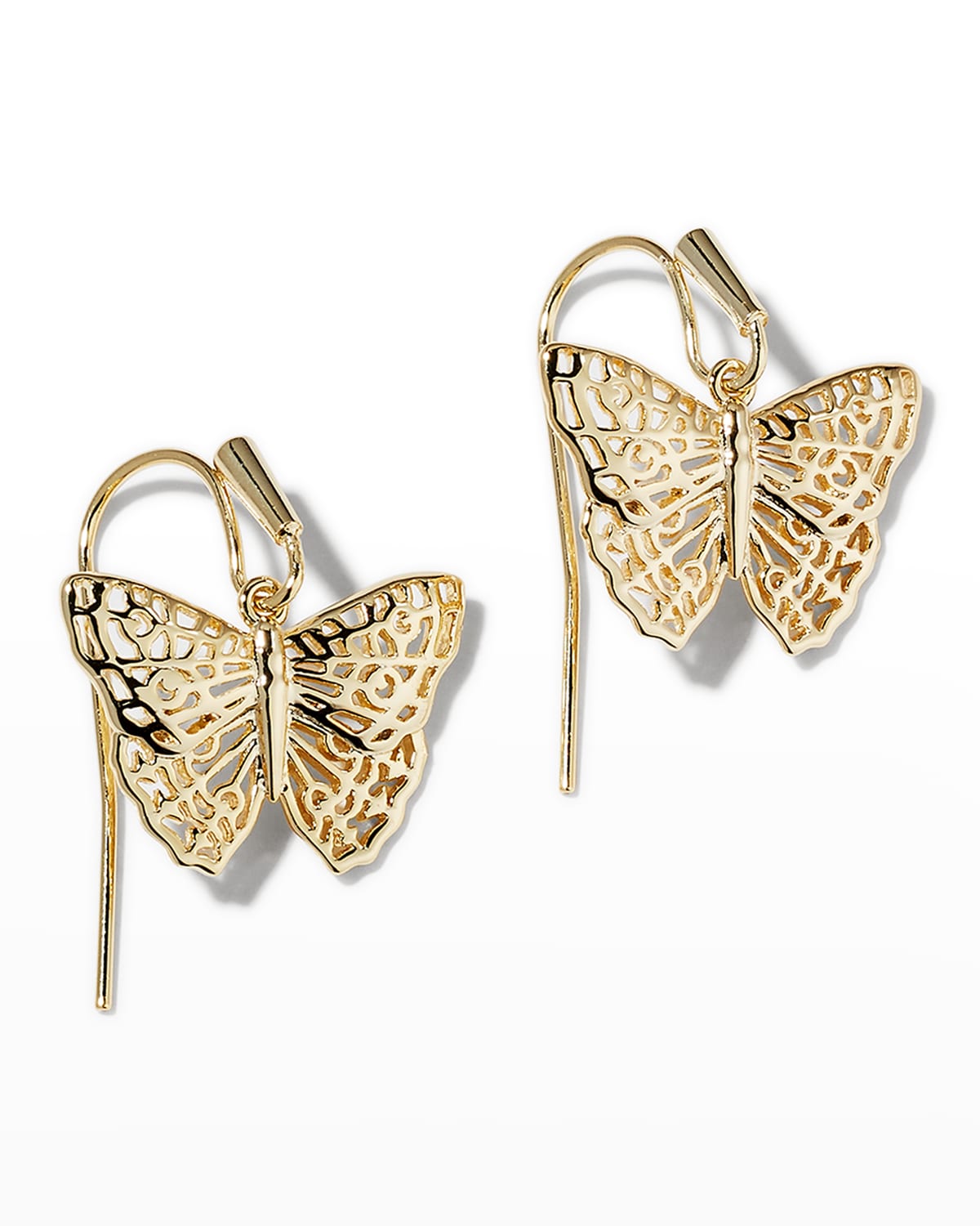 Oval Shaped Drop Earrings With   Real Flowers And Gold Butterflies