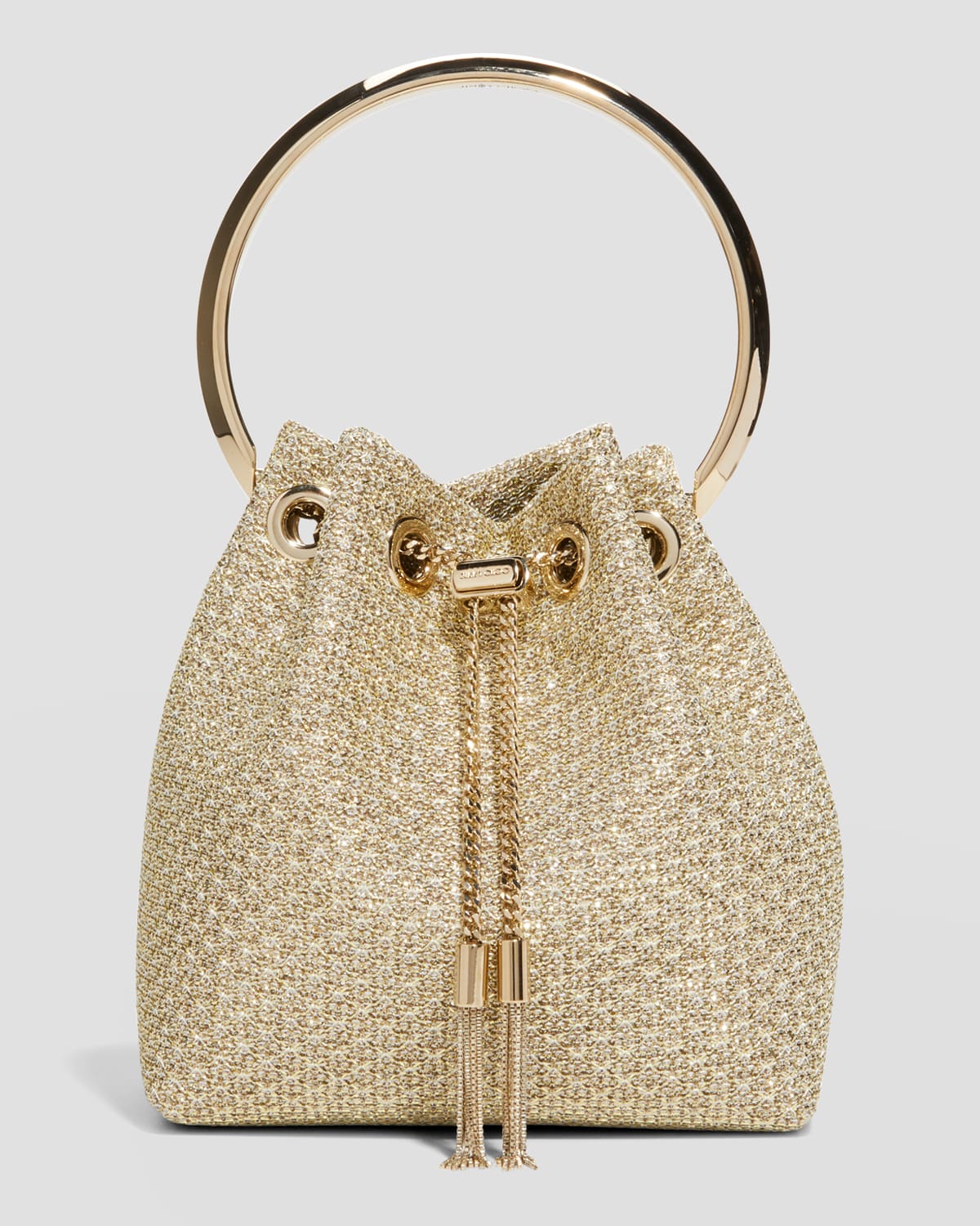 Jimmy Choo Bon Bon Metallic Top-Handle Bucket Bag