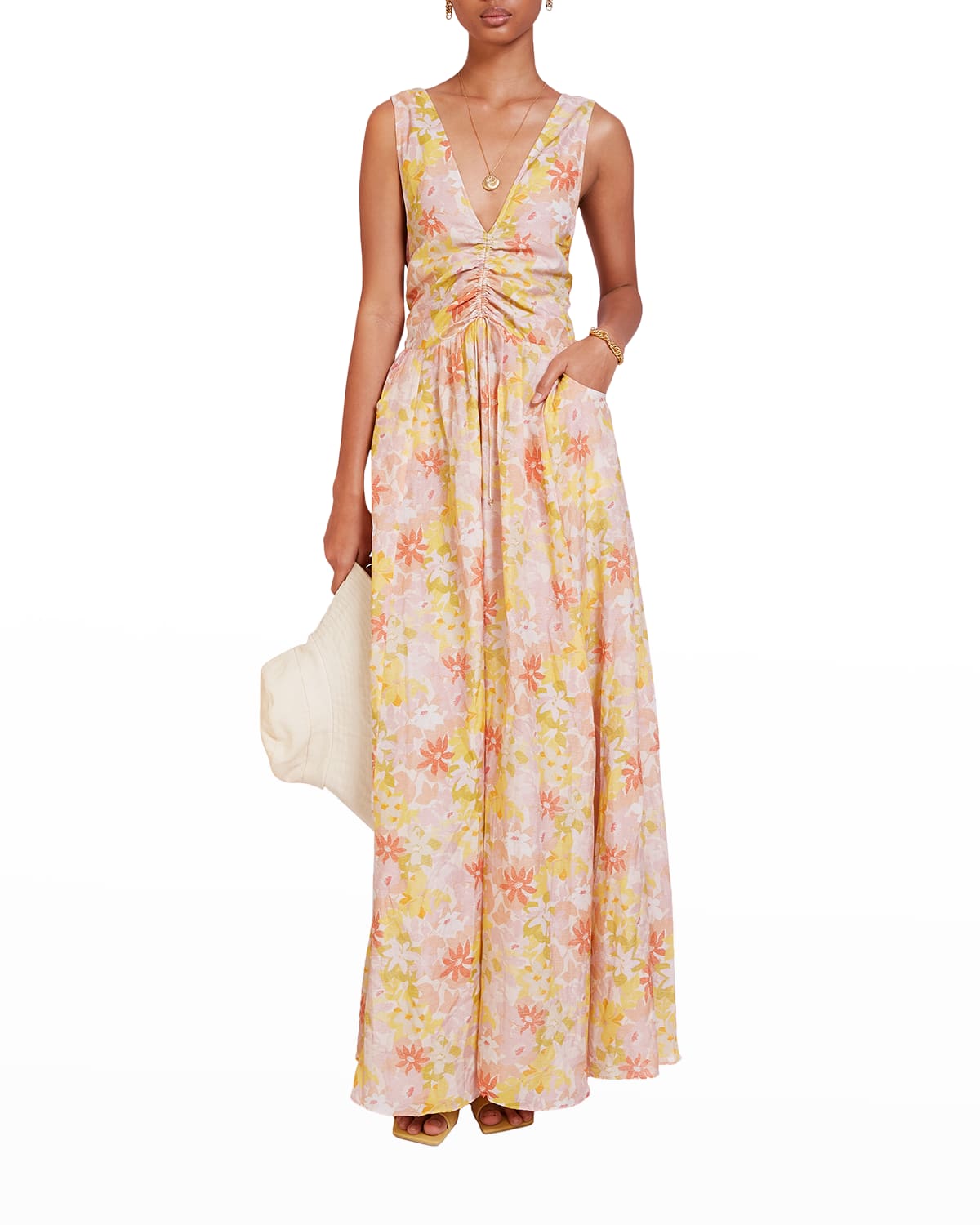 V Neck Ruched Dress Neiman Marcus