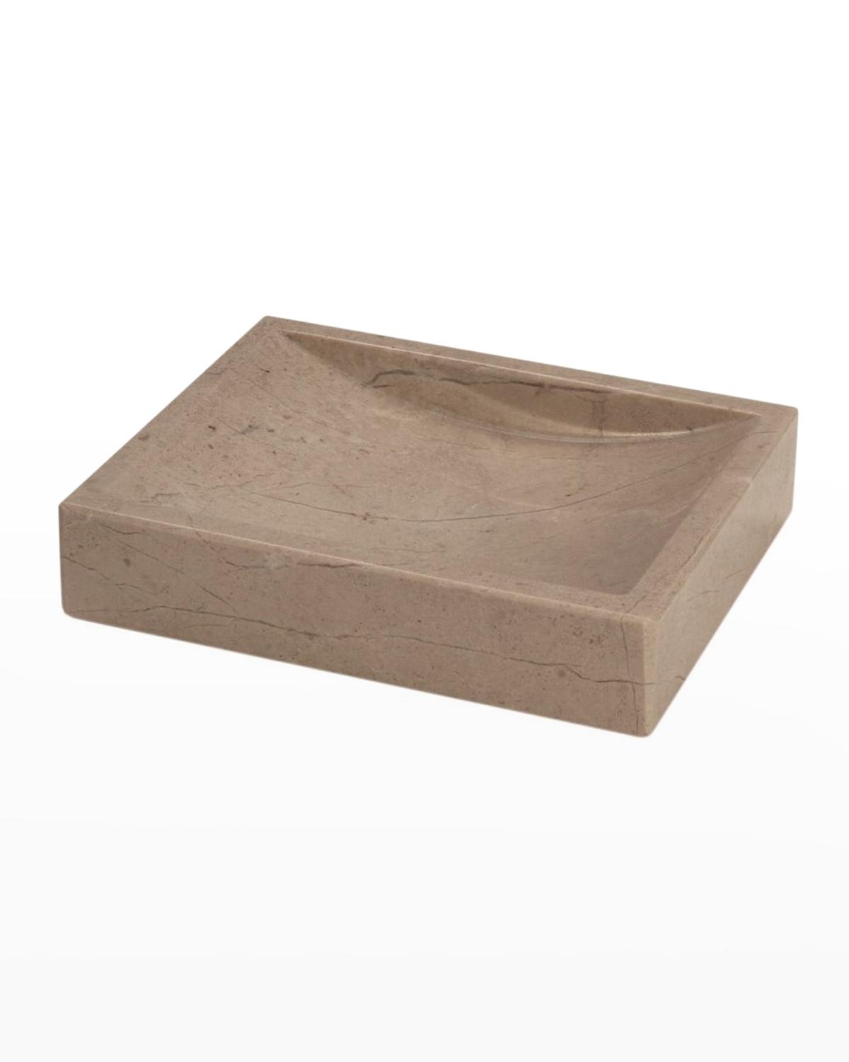 Myrtus Rectangular Polished Verona Beige Marble Soap Dish