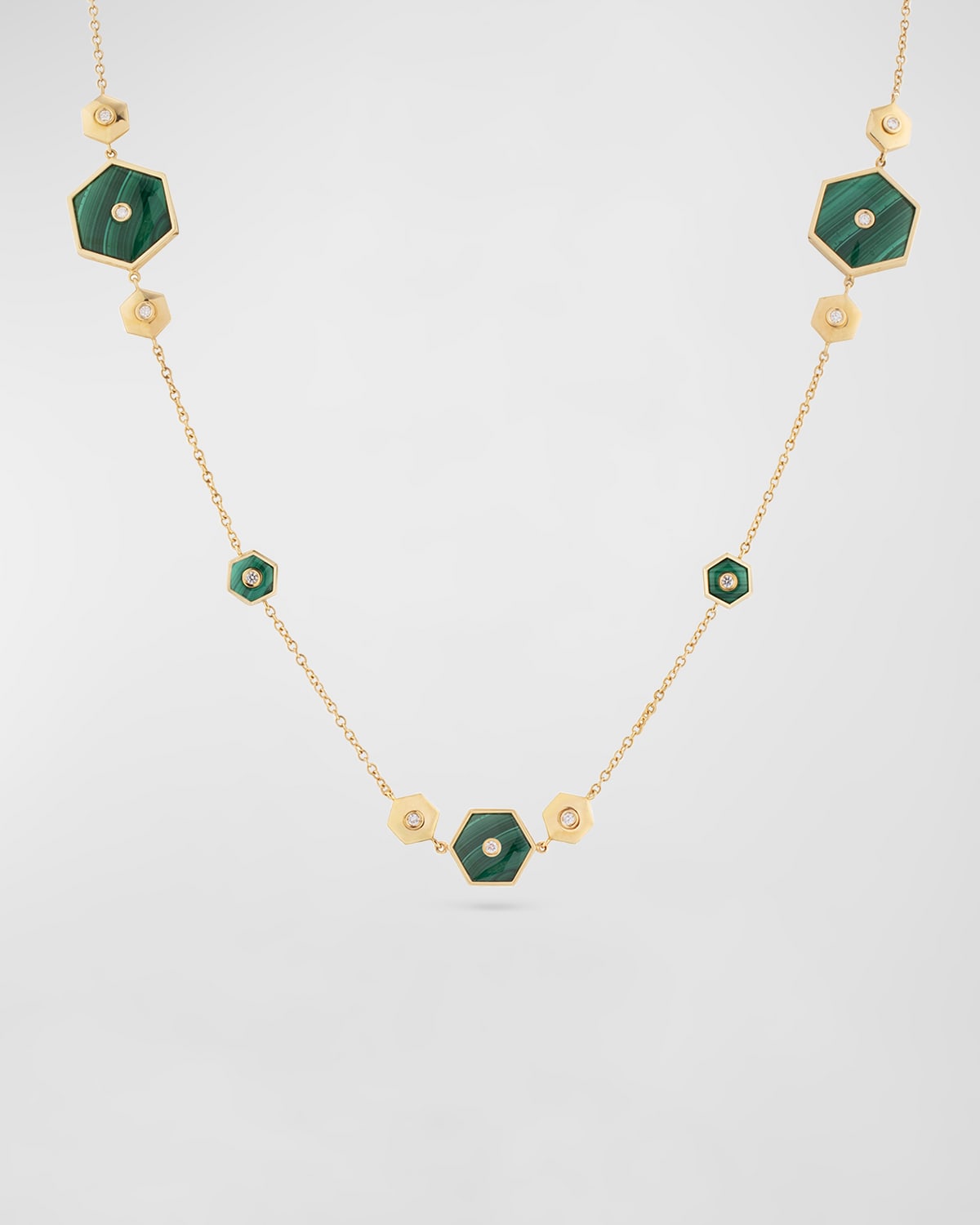 Miseno Baia Sommersa 18K Yellow Gold Multi-Malachite and Diamond Necklace