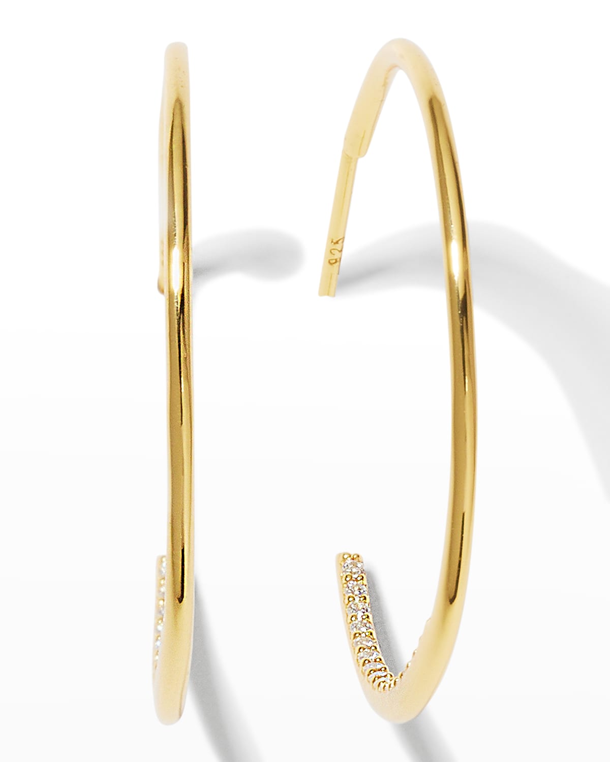 18K Gold Plated Brass Faux Pearl and Cubic Zirconia Charm Huggie Hoop Earrings Handmade Hoop Earrings by Detail London.